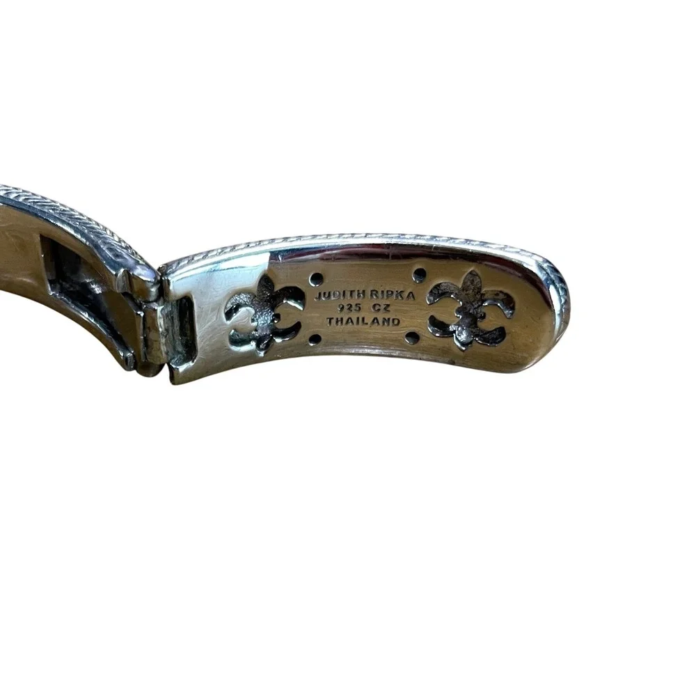 Judith Ripka Sterling Silver Women Cuff Bracelet CZ Hinge